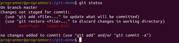 Inspecting repository changes for git merge.
