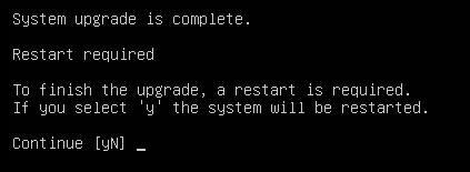 Rebooting the Ubuntu system after the upgrade