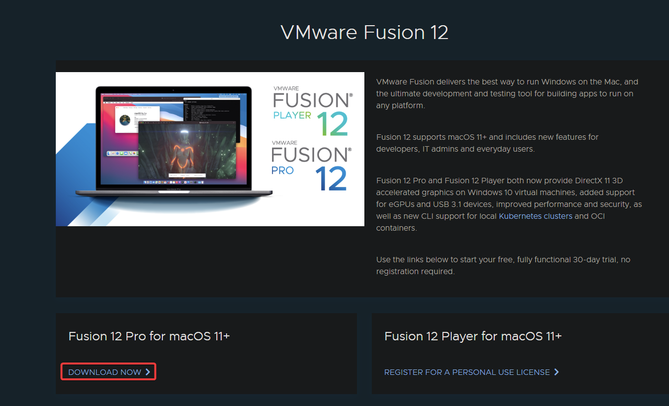 VMware Fusion download process