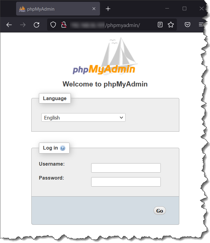install phpmyadmin - The phpMyAdmin login page